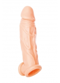Телесная насадка на пенис с фиксацией мошонки - 18,5 см. - ToyFa - в Люберцах купить с доставкой