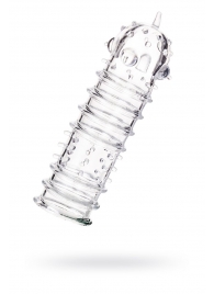 Прозрачная насадка на пенис TOYFA A-Toys с ребрами и точками - 15,3 см. - A-toys - в Люберцах купить с доставкой