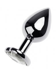 Серебристая анальная пробка с прозрачным кристаллом-сердцем - 8 см. - ToyFa - купить с доставкой в Люберцах