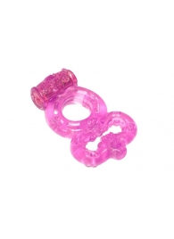 Розовое эрекционное кольцо Rings Treadle с подхватом - Lola Games - в Люберцах купить с доставкой
