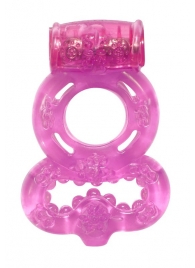 Розовое эрекционное кольцо Rings Treadle с подхватом - Lola Games - в Люберцах купить с доставкой