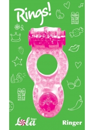 Розовое эрекционное кольцо с вибрацией Rings Ringer - Lola Games - в Люберцах купить с доставкой