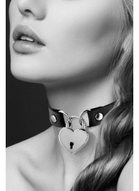 Черный чокер с замком в форме сердца - Bijoux Pour Toi - купить с доставкой в Люберцах