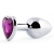 Серебристая анальная пробка с фиолетовым кристаллом-сердечком - 8 см. - Anal Jewelry Plug - купить с доставкой в Люберцах
