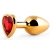 Золотистая анальная пробка с красным стразом-сердечком - 8 см. - Anal Jewelry Plug - купить с доставкой в Люберцах