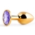 Золотистая анальная пробка с фиолетовым стразом - 7,2 см. - Anal Jewelry Plug - купить с доставкой в Люберцах