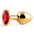 Золотистая анальная пробка с красным стразом - 7,2 см. - Anal Jewelry Plug - купить с доставкой в Люберцах