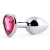 Серебристая анальная пробка с розовым кристаллом-сердечком - 7 см. - Anal Jewelry Plug - купить с доставкой в Люберцах