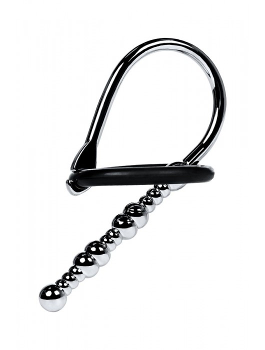 Серебристый уретральный плаг-бусины TOYFA Metal с мягким фиксириющим кольцом - ToyFa - купить с доставкой в Люберцах