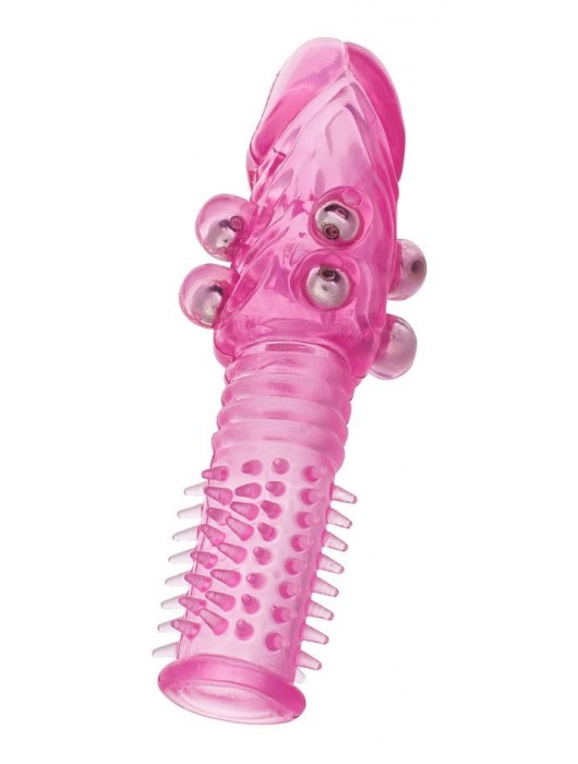 Стимулирующая розовая насадка с шишечками и шипами - 13,5 см. - Toyfa Basic - в Люберцах купить с доставкой
