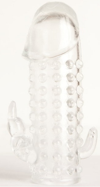 Гелевая прозрачная насадка с 2 отростками - 13 см. - Toyfa Basic - в Люберцах купить с доставкой