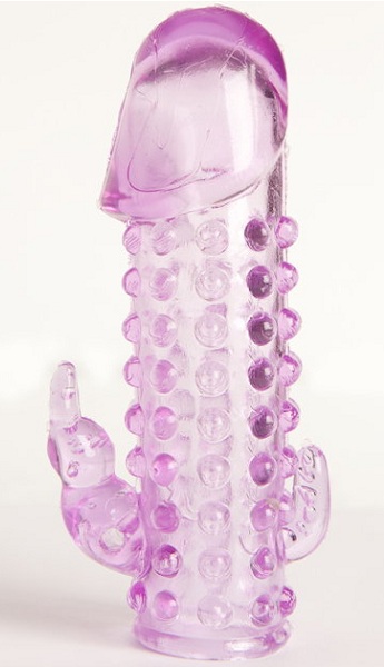 Закрытая фиолетовая насадка с 2 отростками - 13 см. - Toyfa Basic - в Люберцах купить с доставкой