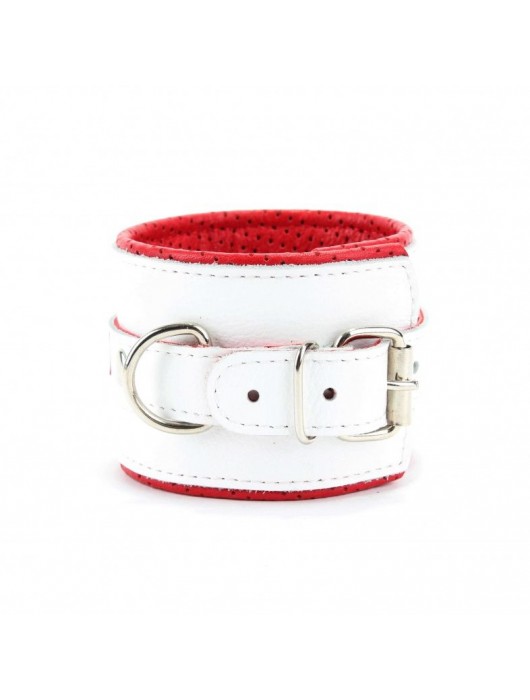 Бело-красные кожаные наручники для медсестры - БДСМ Арсенал - купить с доставкой в Люберцах