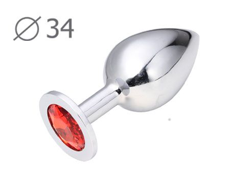Коническая серебристая анальная втулка с красным кристаллом - 8,2 см. - Anal Jewelry Plug - купить с доставкой в Люберцах