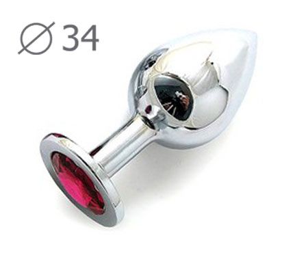 Коническая серебристая анальная втулка с малиновым кристаллом - 8,2 см. - Anal Jewelry Plug - купить с доставкой в Люберцах