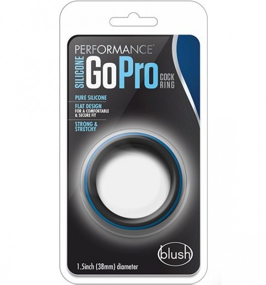 Черно-синее эрекционное кольцо Silicone Go Pro Cock Ring - Blush Novelties - в Люберцах купить с доставкой