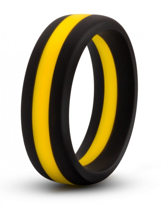 Черно-желтое силиконовое эрекционное кольцо Silicone Go Pro Cock Ring - Blush Novelties - в Люберцах купить с доставкой