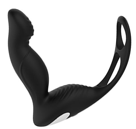 Черный вибромассажер простаты P-PLEASER W ERECTION ENHANCE - Dream Toys - в Люберцах купить с доставкой