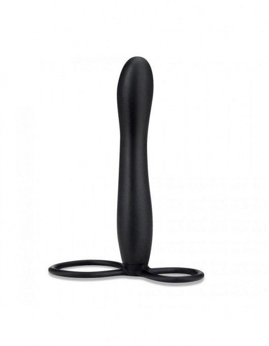 Черная насадка на пенис для двойной стимуляции Mojo BlackJack - 15 см. - Seven Creations - в Люберцах купить с доставкой