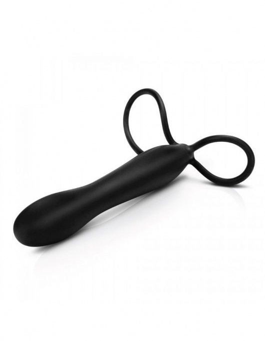 Черная насадка на пенис для двойной стимуляции Mojo BlackJack - 15 см. - Seven Creations - в Люберцах купить с доставкой