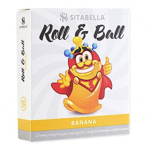 Стимулирующий презерватив-насадка Roll   Ball Banana - Sitabella - купить с доставкой в Люберцах
