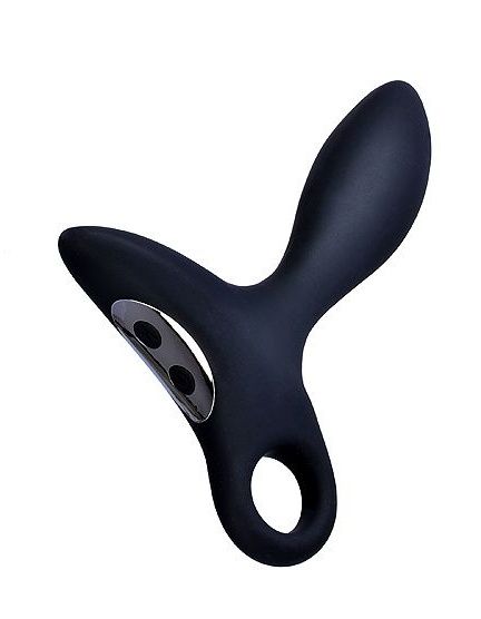 Черный силиконовый анальный вибромассажер Erokey с колечком-ограничителем - Erokay - в Люберцах купить с доставкой