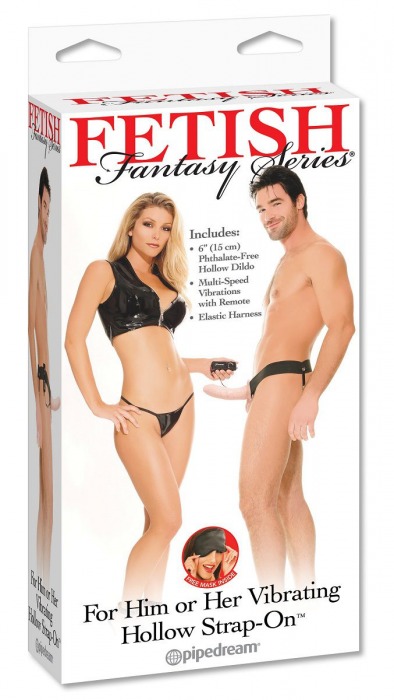 Полый страпон унисекс телесного цвета с вибрацией For Him or Her ​Vibrating Hollow Strap-On - 15 см. - Pipedream - купить с доставкой в Люберцах