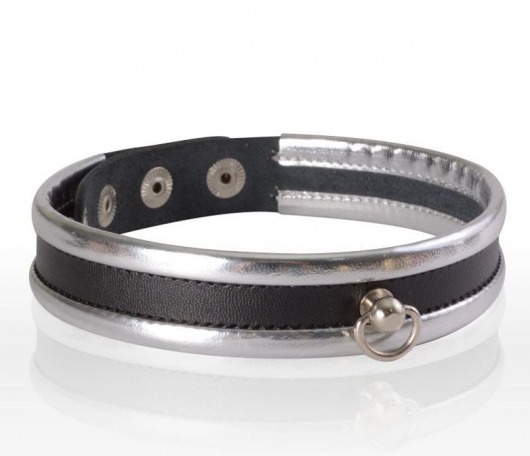 Узкий серебристо-черный ошейник - Sitabella - купить с доставкой в Люберцах