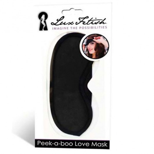 Черная маска на глаза Peek-a-Boo - Lux Fetish - купить с доставкой в Люберцах