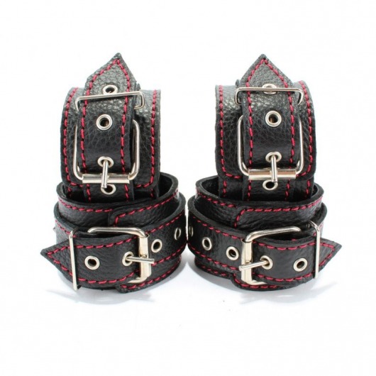 Черный бондажный набор с красной строчкой - БДСМ Арсенал - купить с доставкой в Люберцах