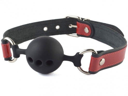 Кляп-шар на черно-красных кожаных ремешках - Sitabella - купить с доставкой в Люберцах