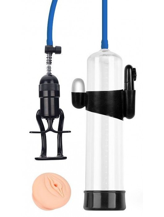 Прозрачная вакуумная вибропомпа Sex Expert с насадкой-вагиной - Sex Expert - в Люберцах купить с доставкой