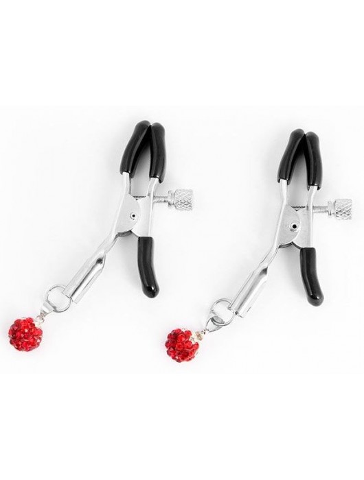 Металлические зажимы на соски с декором в виде красных шариков - Notabu - купить с доставкой в Люберцах
