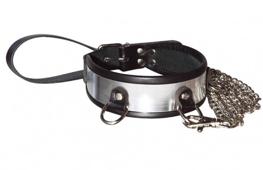 Стильный ошейник с металлическим блеском и поводком - Sitabella - купить с доставкой в Люберцах