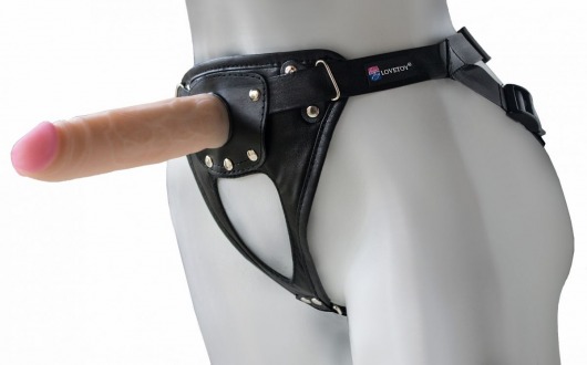 Черный пояс-трусики с насадкой  Soft-Принц  - 17 см. - LOVETOY (А-Полимер) - купить с доставкой в Люберцах