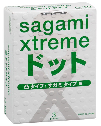Презервативы Sagami Xtreme SUPER DOTS с точками - 3 шт. - Sagami - купить с доставкой в Люберцах