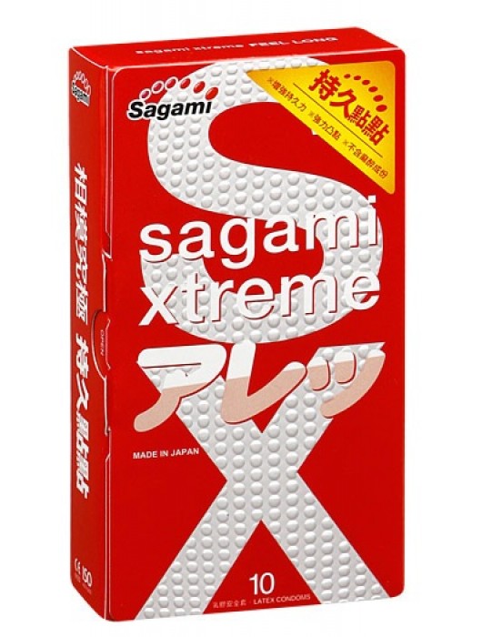 Утолщенные презервативы Sagami Xtreme Feel Long с точками - 10 шт. - Sagami - купить с доставкой в Люберцах