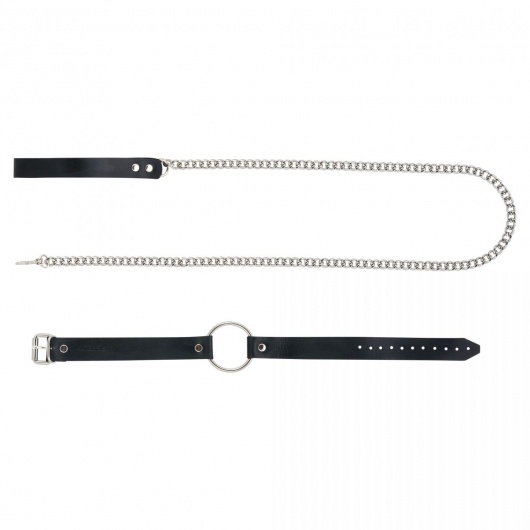 Черный поводок и чокер с кольцом Rada - Rebelts - купить с доставкой в Люберцах