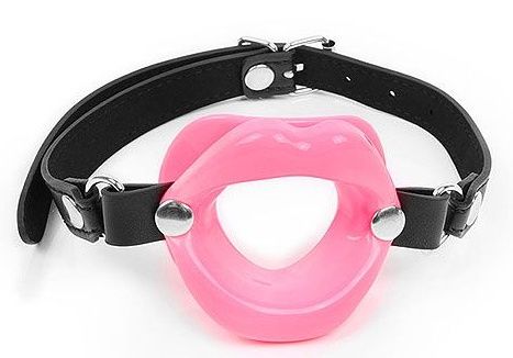 Розовый кляп-губки на черном ремешке - Notabu - купить с доставкой в Люберцах