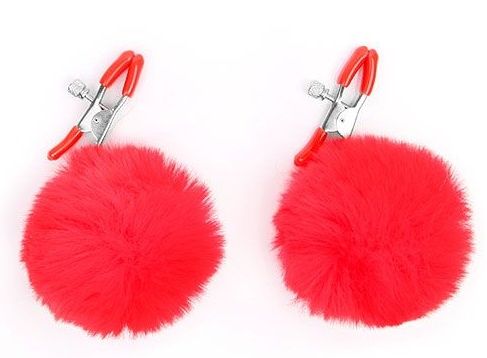 Зажимы для сосков с красным пушком - Notabu - купить с доставкой в Люберцах