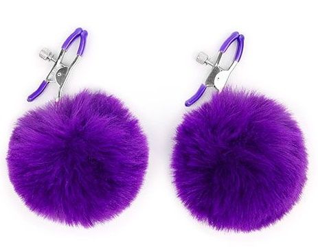 Зажимы для сосков с фиолетовым пушком - Notabu - купить с доставкой в Люберцах