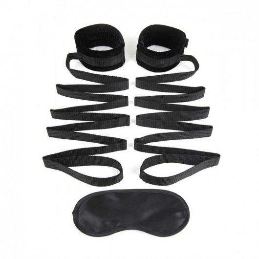 Чёрные манжеты для фиксации на кровати Bondage Bed Strap - Lux Fetish - купить с доставкой в Люберцах