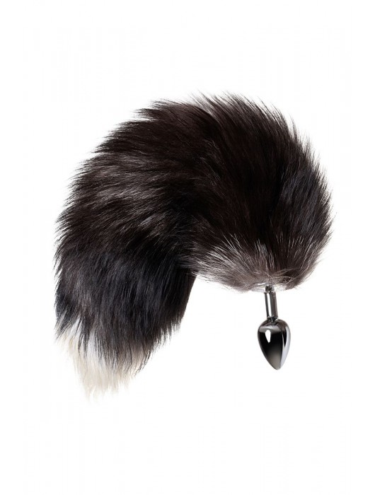 Серебристая металлическая анальная втулка с хвостом чернобурой лисы - размер S - ToyFa - купить с доставкой в Люберцах