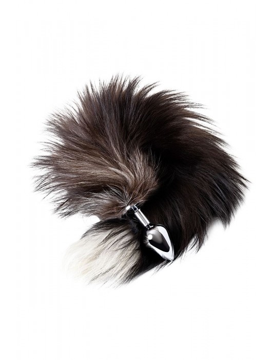 Серебристая металлическая анальная втулка с хвостом чернобурой лисы - размер S - ToyFa - купить с доставкой в Люберцах