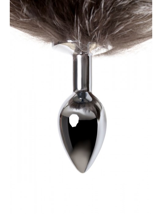 Серебристая металлическая анальная втулка с хвостом чернобурой лисы - размер S - ToyFa - купить с доставкой в Люберцах