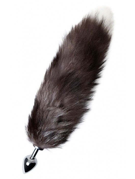 Серебристая металлическая анальная втулка с хвостом чернобурой лисы - размер S - ToyFa - купить с доставкой в Люберцах