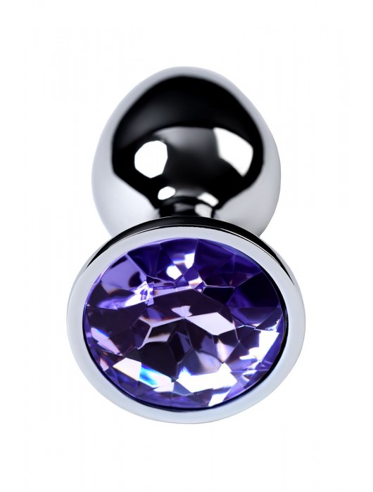Серебристая конусовидная анальная пробка с фиолетовым кристаллом - 7 см. - ToyFa - купить с доставкой в Люберцах
