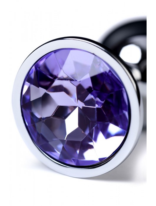 Серебристая конусовидная анальная пробка с фиолетовым кристаллом - 7 см. - ToyFa - купить с доставкой в Люберцах