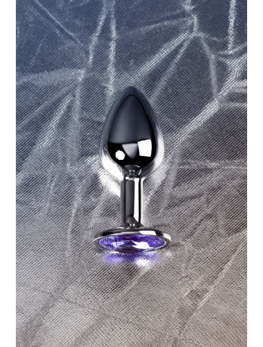 Серебристая конусовидная анальная пробка с фиолетовым кристаллом - 7 см. - ToyFa - купить с доставкой в Люберцах