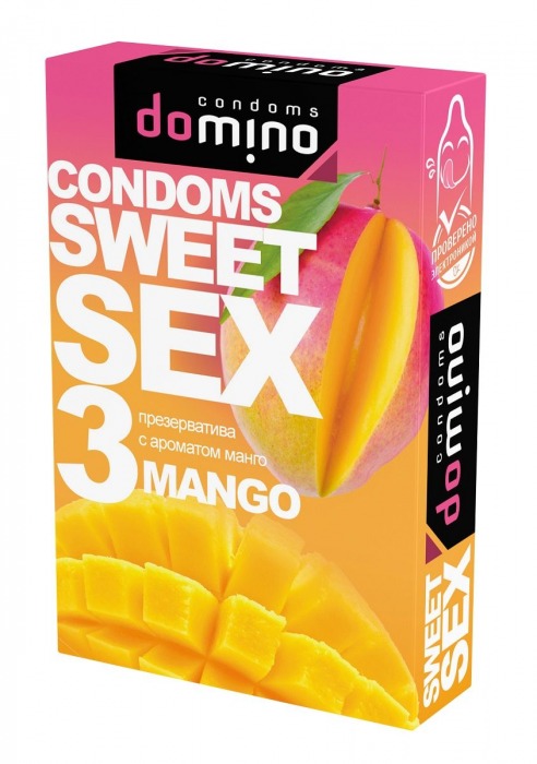 Презервативы для орального секса DOMINO Sweet Sex с ароматом манго - 3 шт. - Domino - купить с доставкой в Люберцах